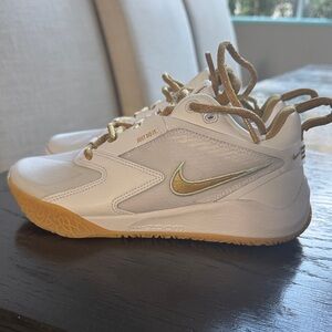 Nike Kids White and Gold VOLLEYBALL shoes